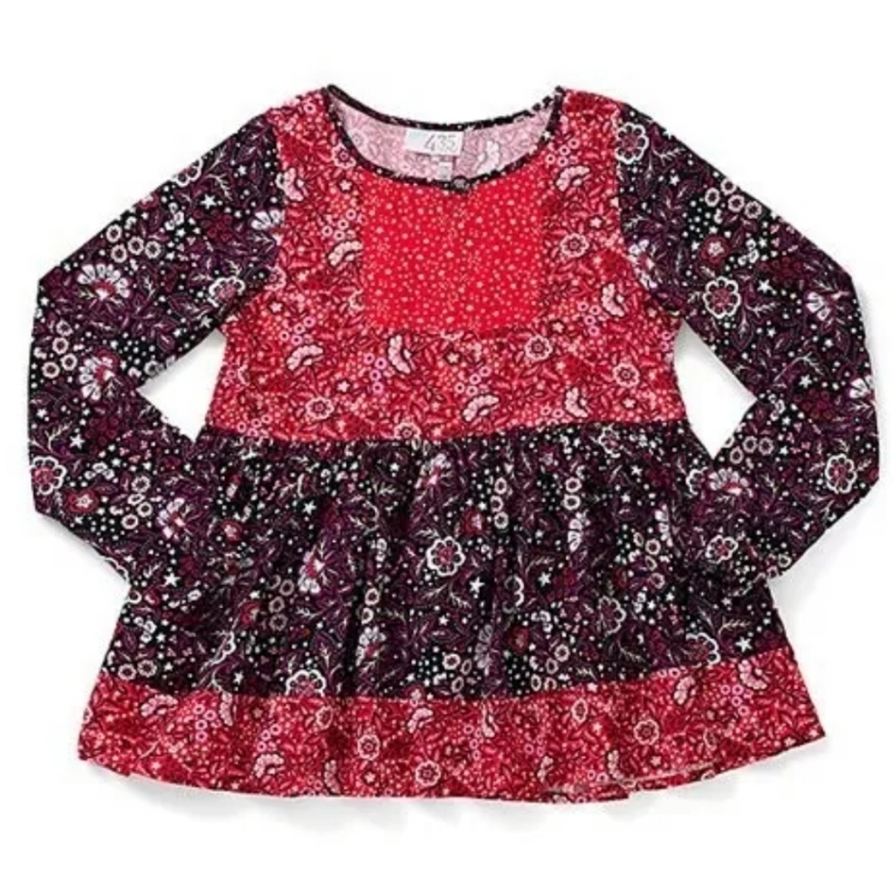 Matilda Jane Red and Purple Floral  Peasant Top Boho Size 12 NWOT